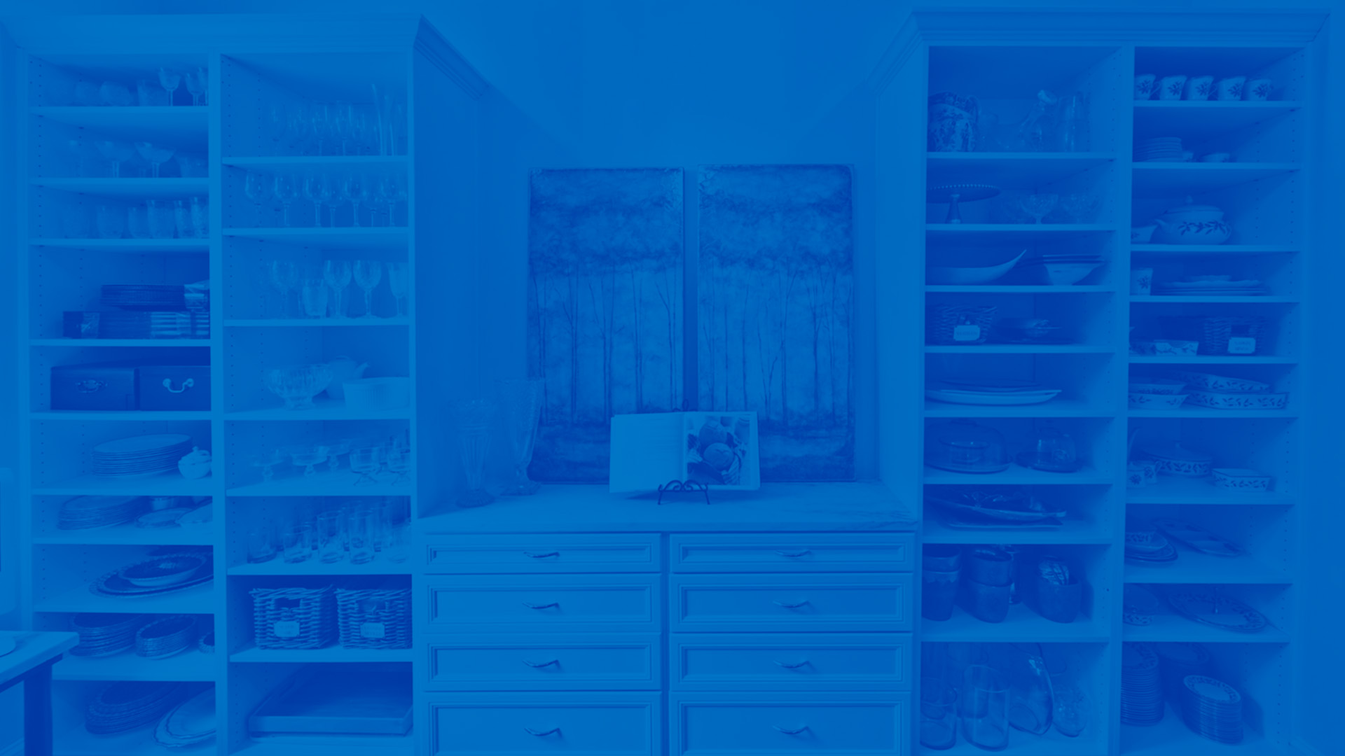 Classica Pantry in White Blue tinted image of a Classica Pantry