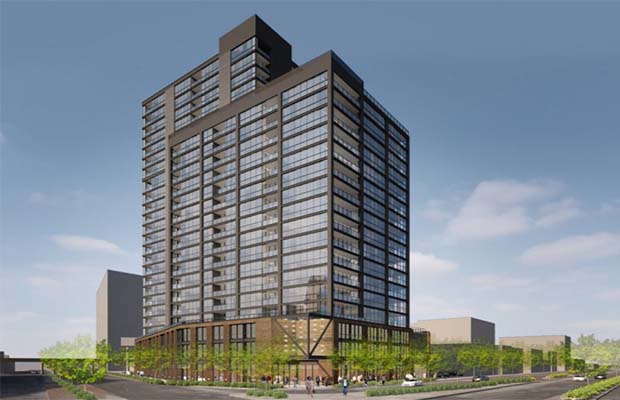 Rendering of 26-story high-rise apartment building, 1400 W Randolph Street.