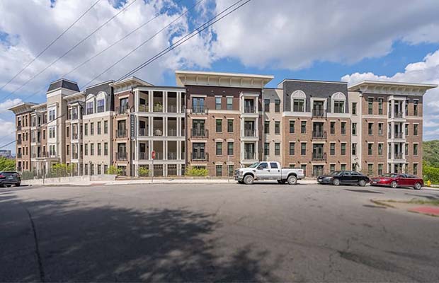 Four-story apartment complex, Adams Edge Apartments.
